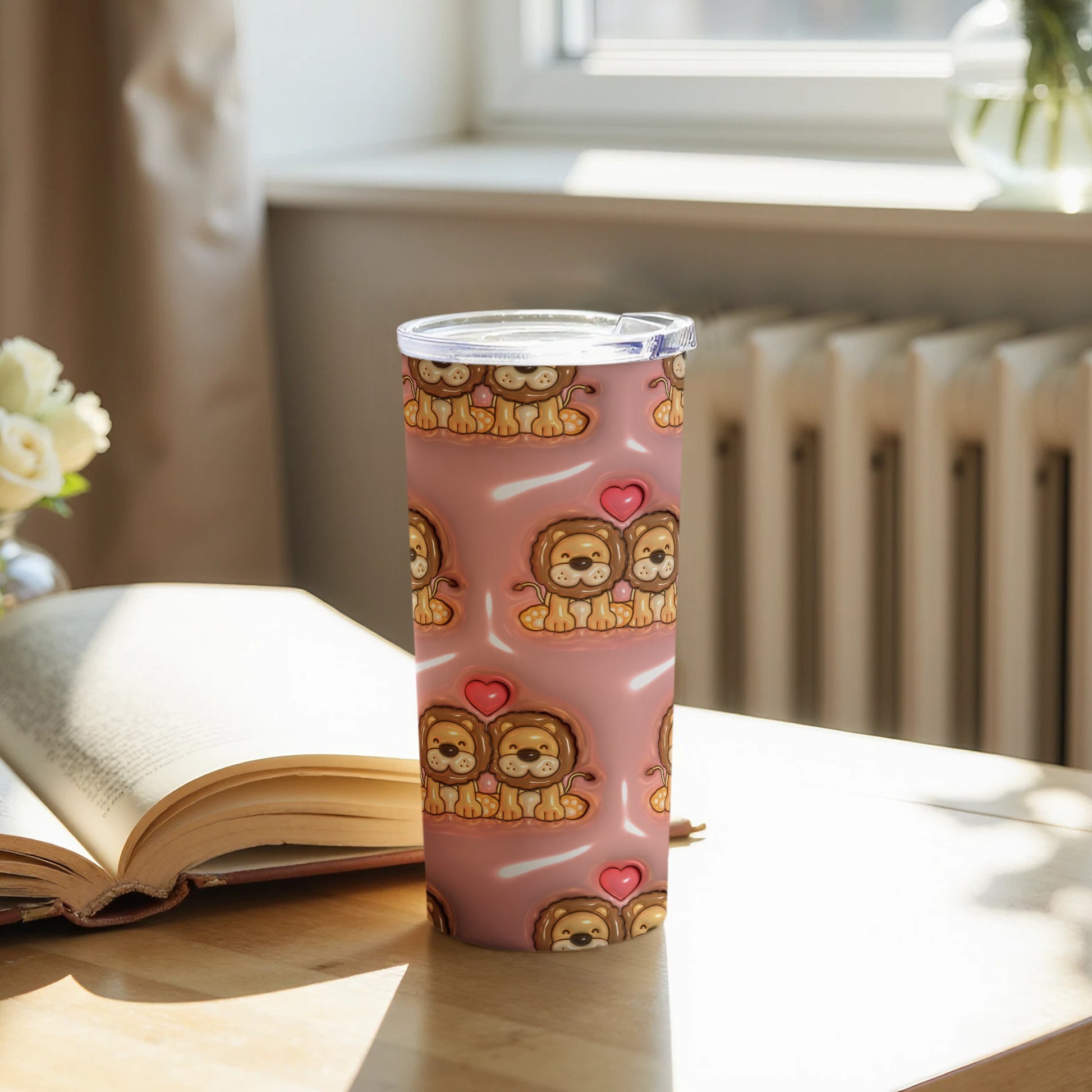 Adorable Cartoon Dog Heart Print Tumbler product