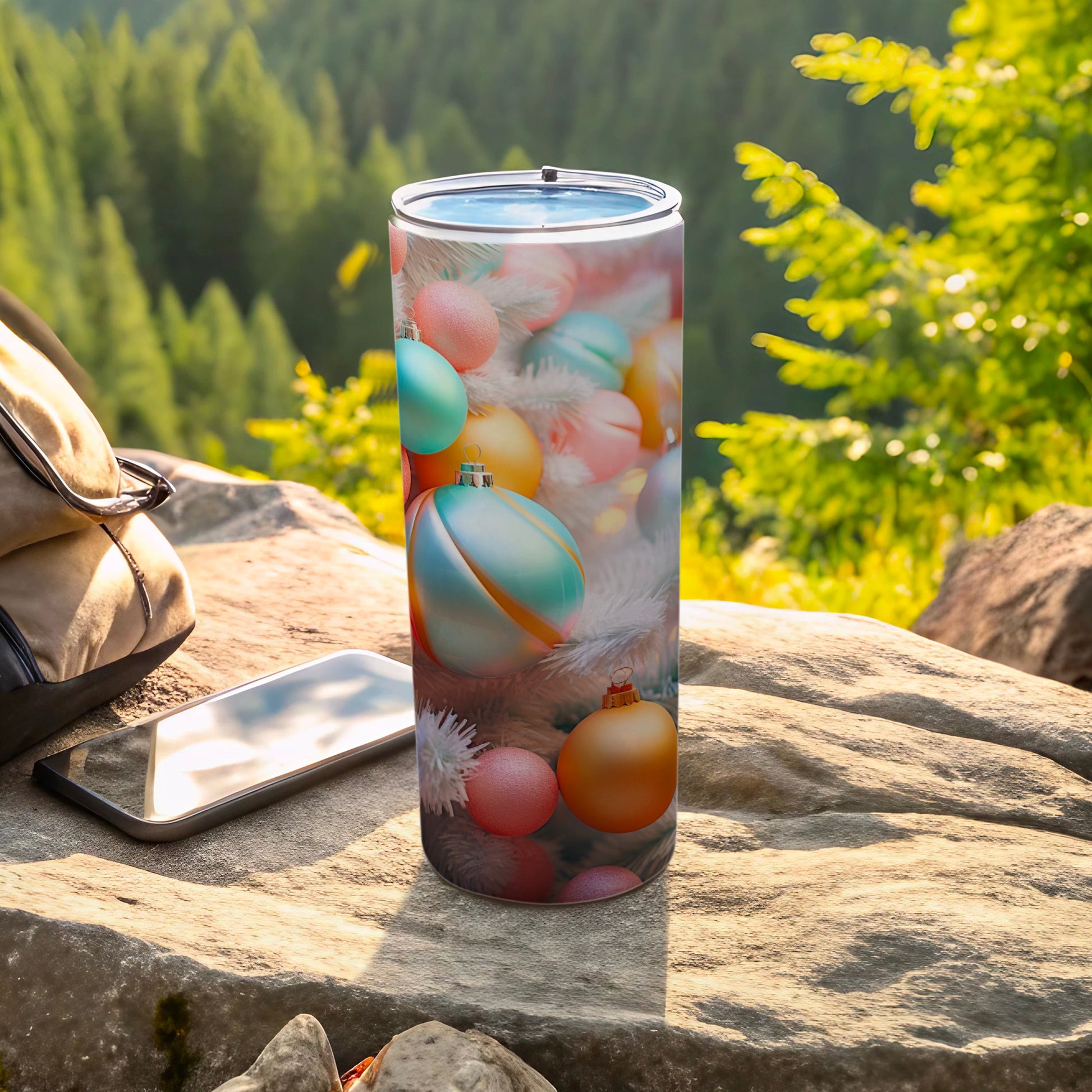 Colorful Ornament Design Tumbler Perfect for Holidays
