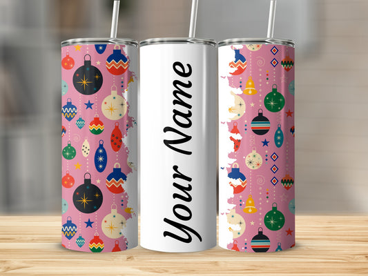 Personalized Christmas Ornaments Tumbler with Straw