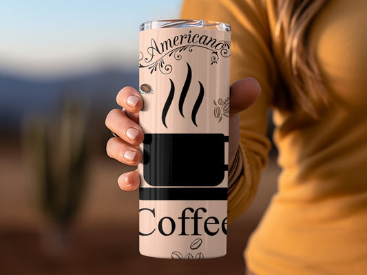 Americano Design Coffee Tumbler With Beans Graphics