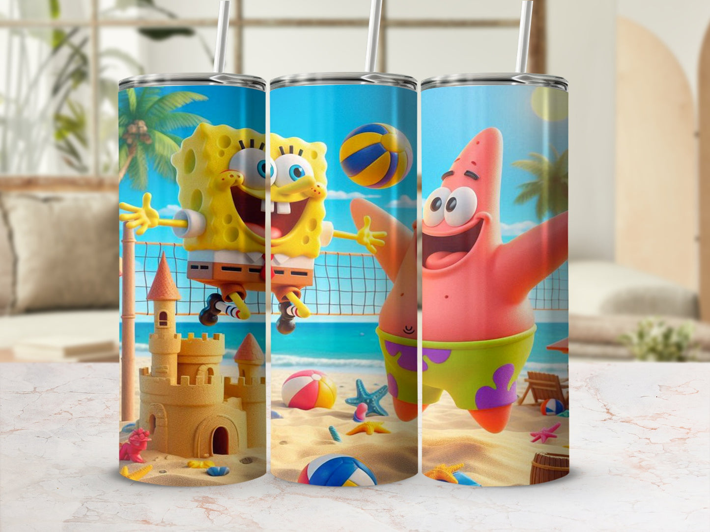 SpongeBob and Patrick Beach Volleyball Insulated Tumbler