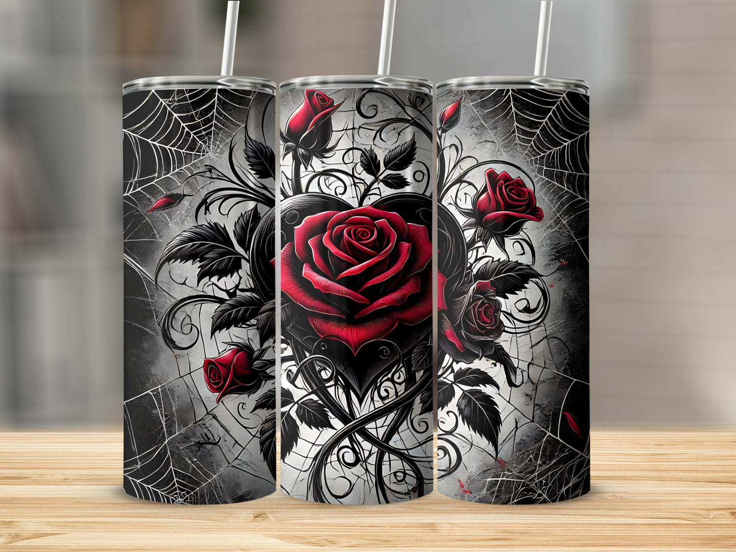 Red Roses Spiderwebs Gothic Heart Vines product type