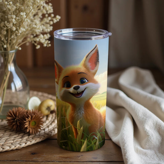 Cute Fox in Meadow Design Tumbler for Woodland Lovers