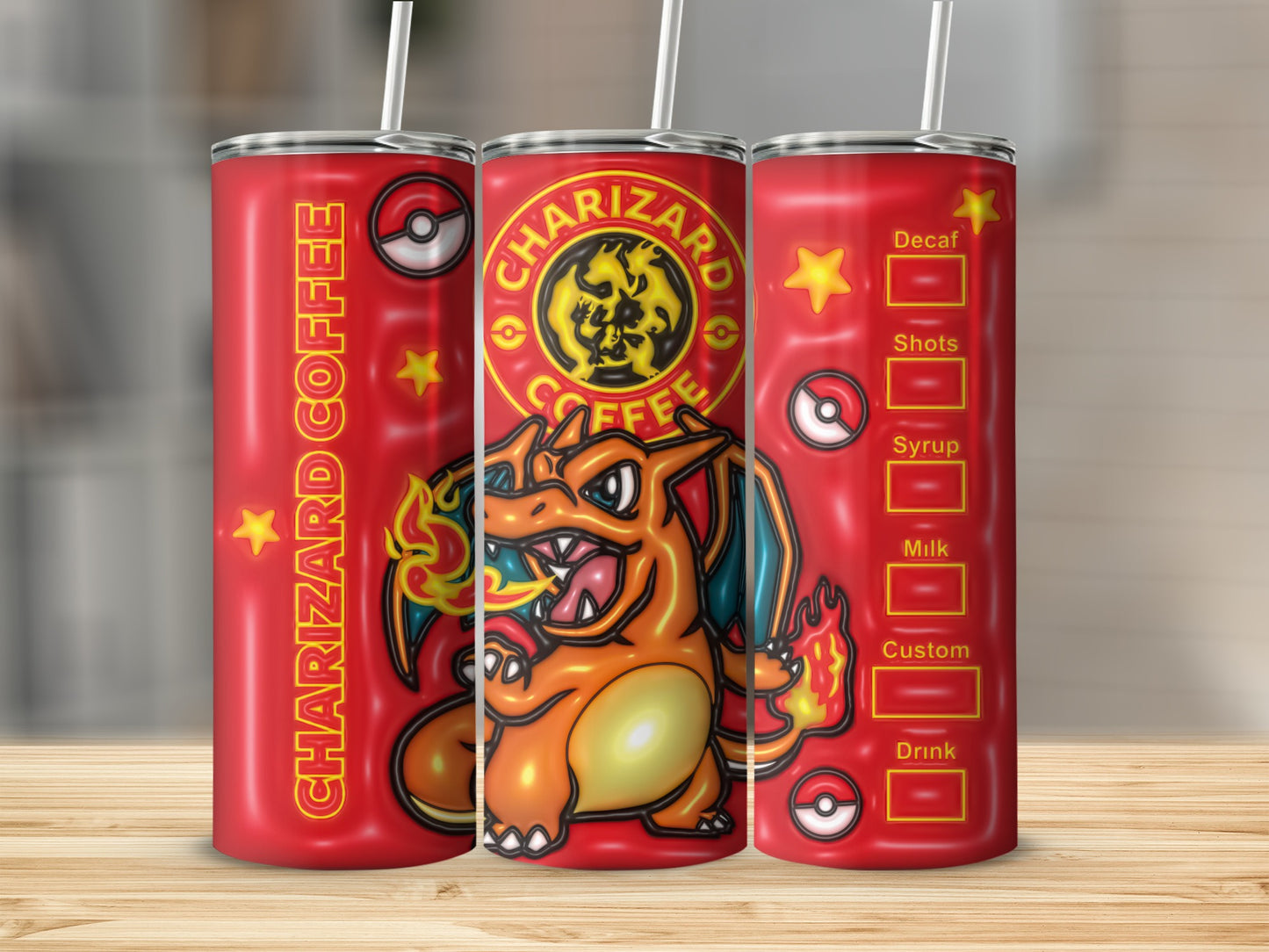 Charizard Coffee Red Stars Pokeball Design product type