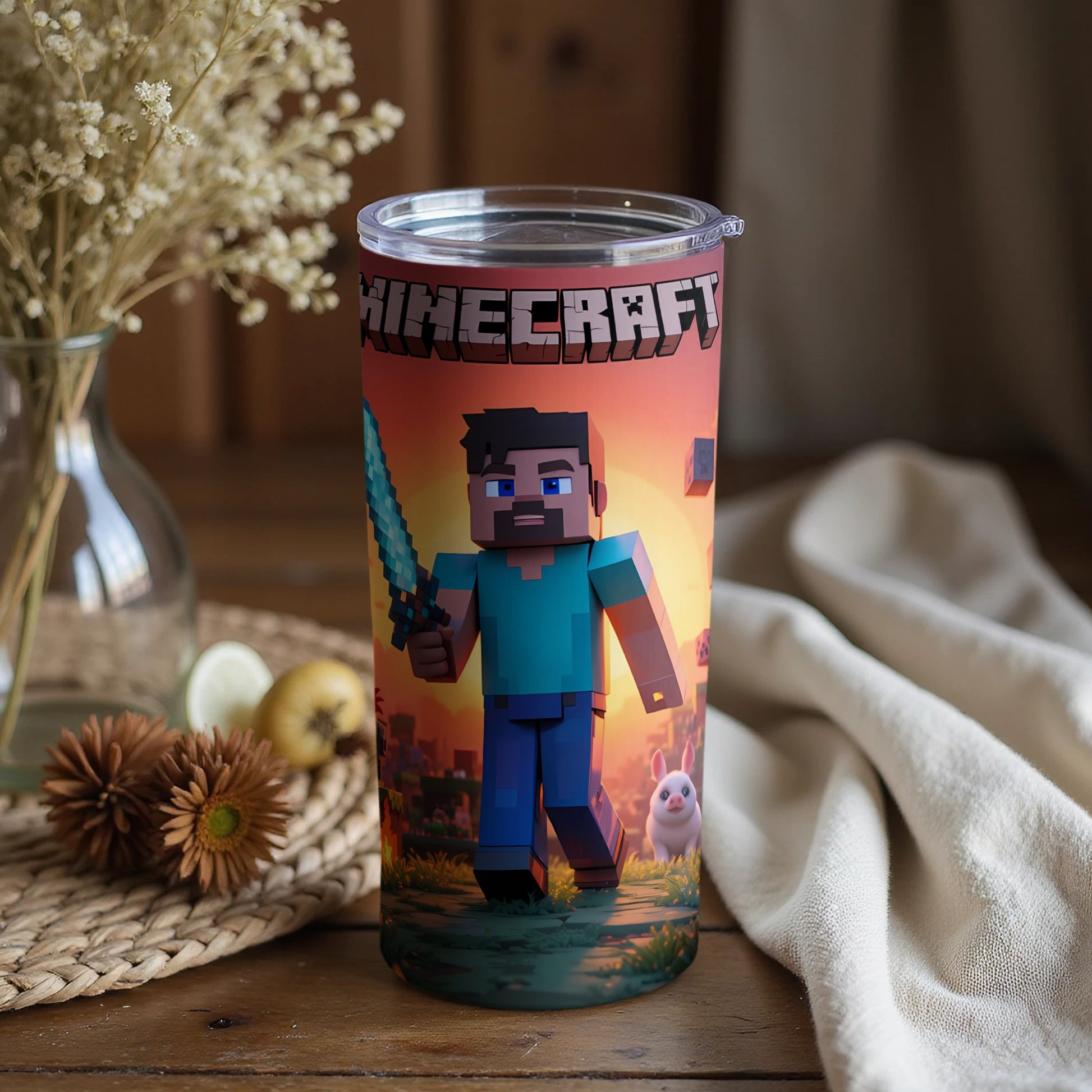 Minecraft Character Sunset Scene Tumbler