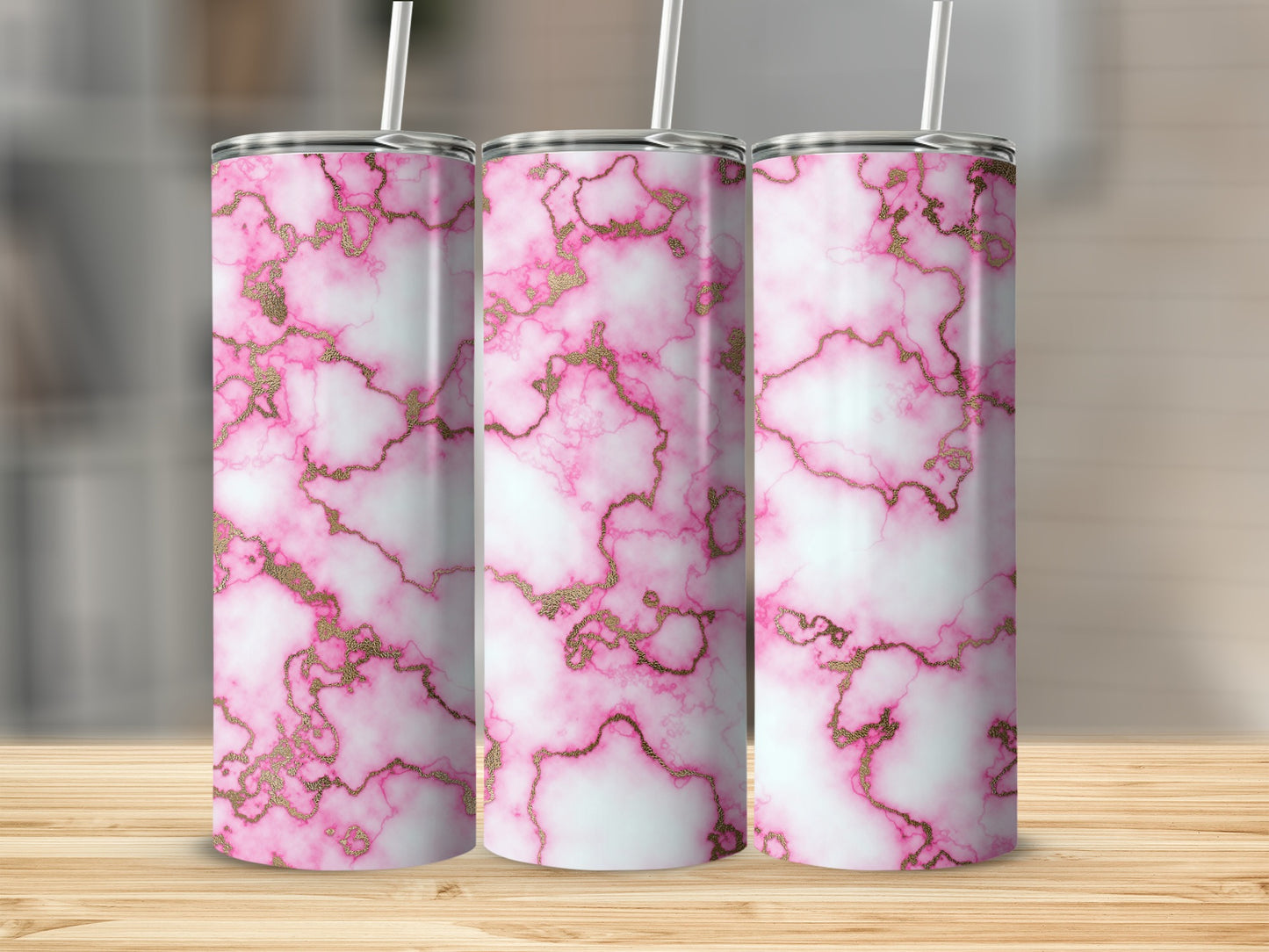 Pink And Gold Veins Marble Design Elegant Look Tumblers