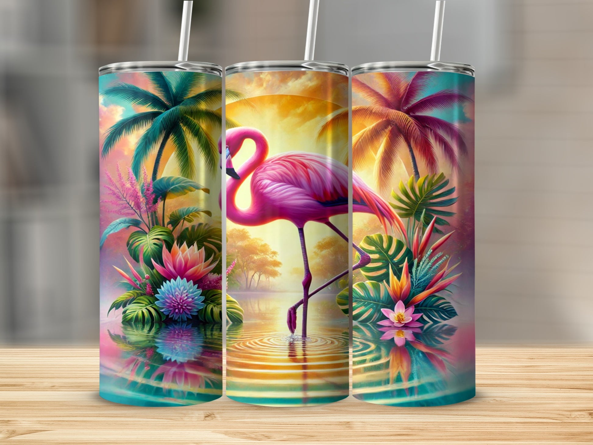 Tropical Fantasy Flamingo Insulated Tumbler Product
