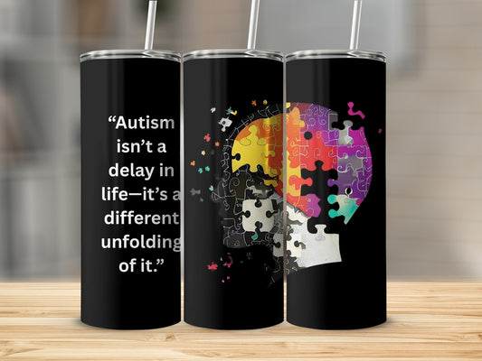 Autism Unfolding Quote Tumblers with Puzzle Design