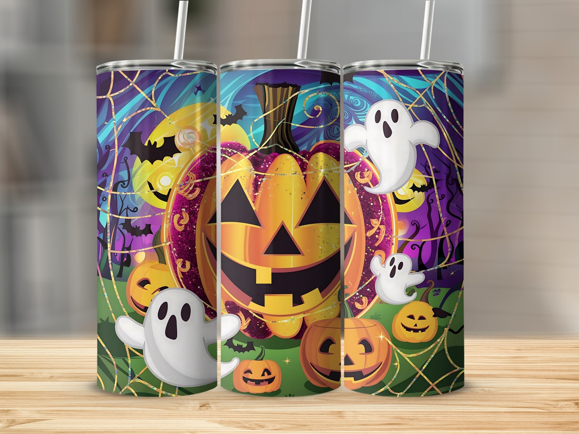 Halloween Ghosts and Pumpkins Tumbler Halloween Themed Cup