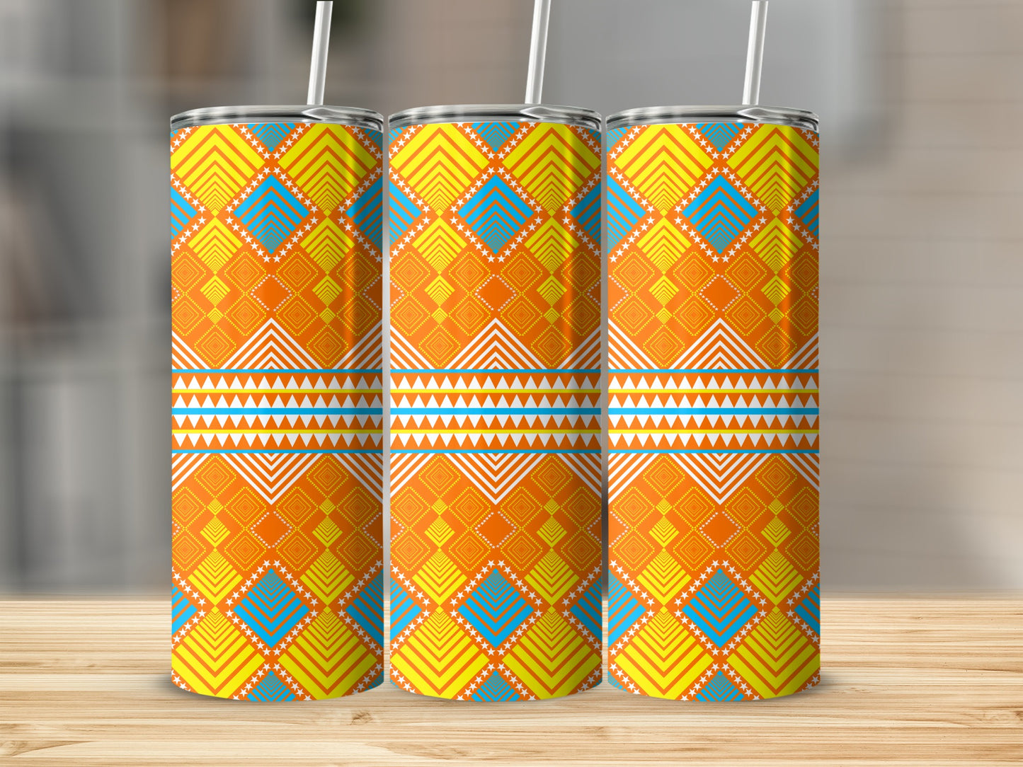 Vibrant Geometric Pattern Insulated Tumbler