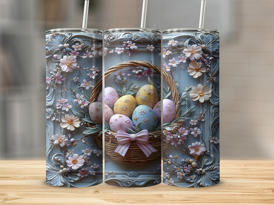 Colorful Easter Egg Basket Flowers Design Tumbler