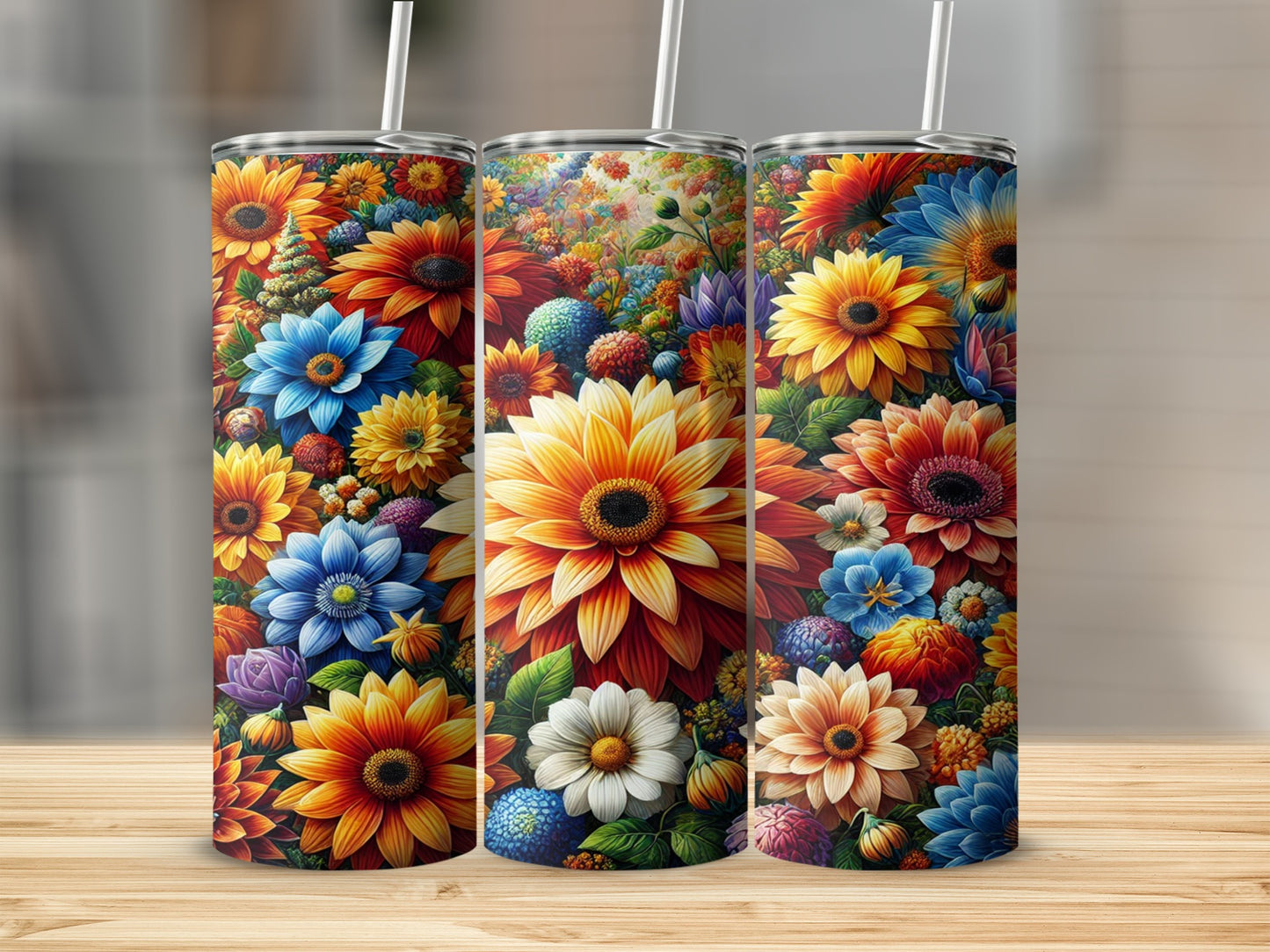 Vibrant Floral Design Tumbler Collection for Home Decor
