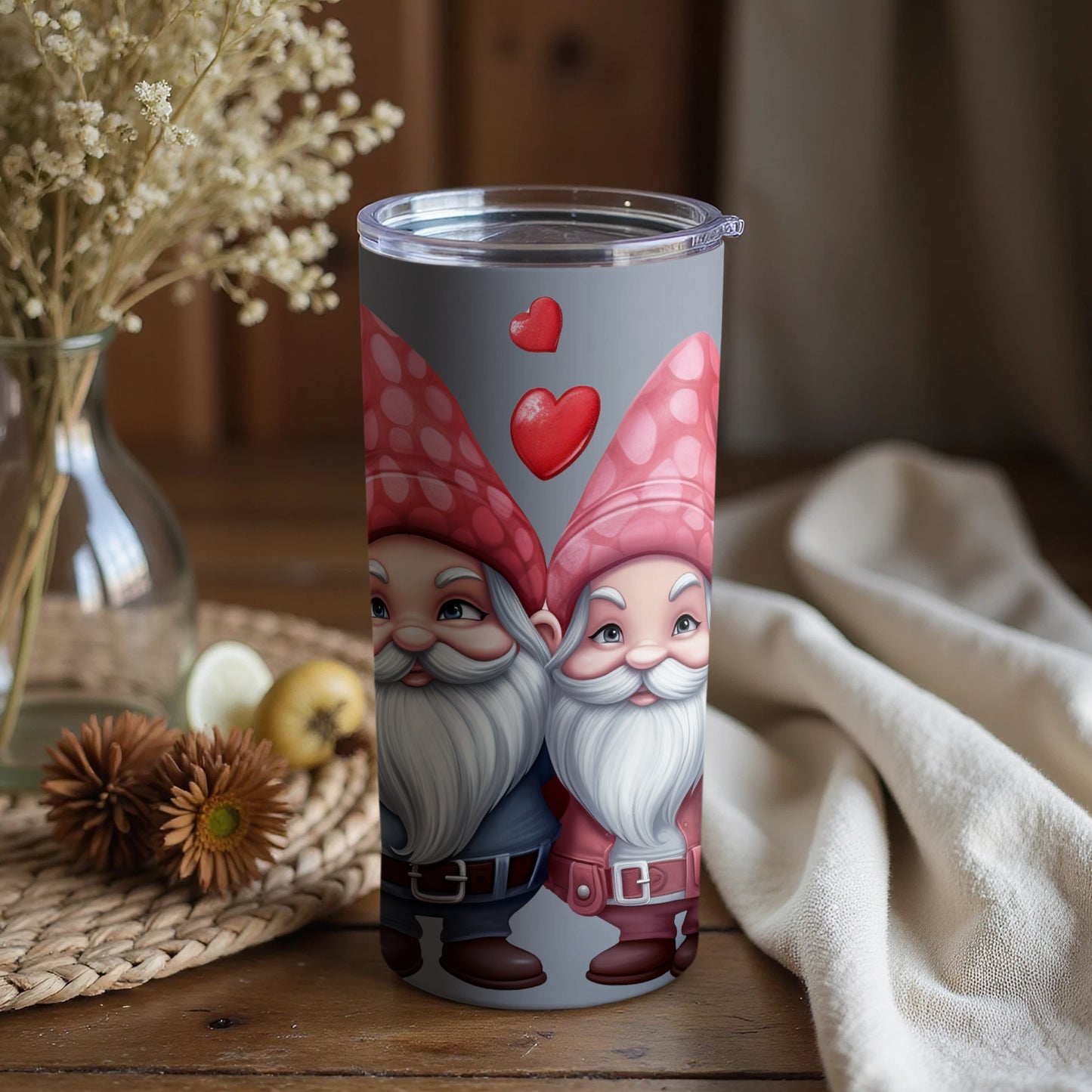 Cute Gnomes with Hearts Travel Mug for Your Beverage