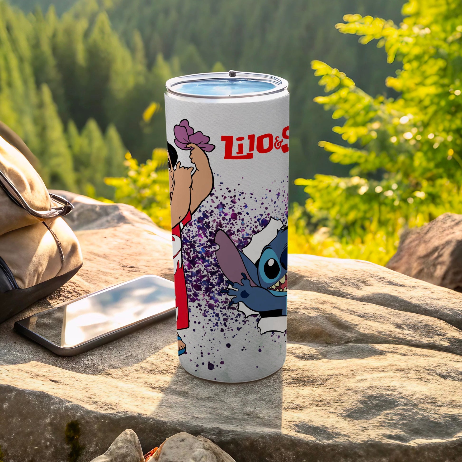 Lilo & Stitch Cartoon Art Design Travel Tumbler