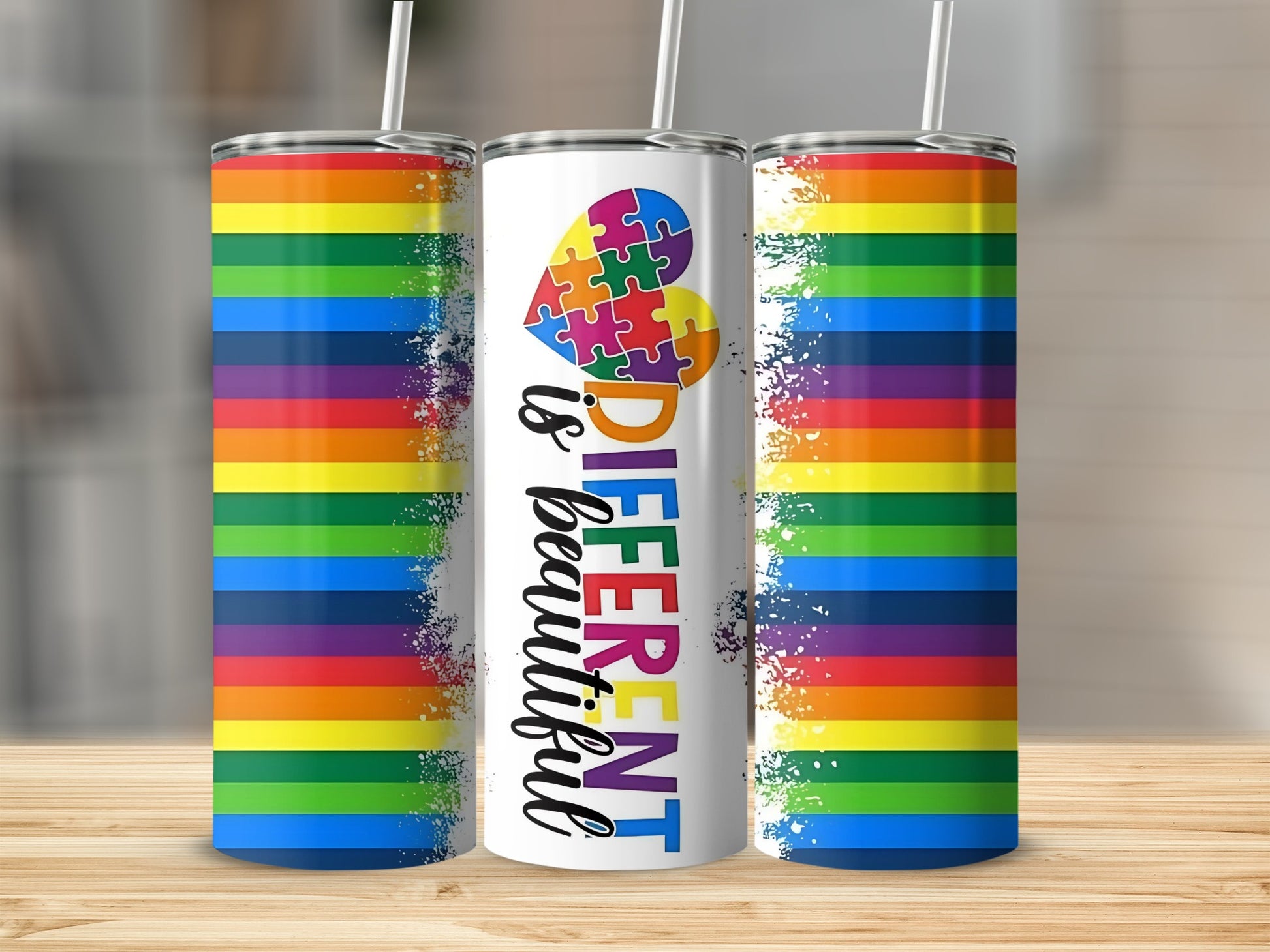 Different is Beautiful Rainbow Tumbler Product