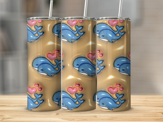 Adorable Whale and Heart Design Tumbler Cup