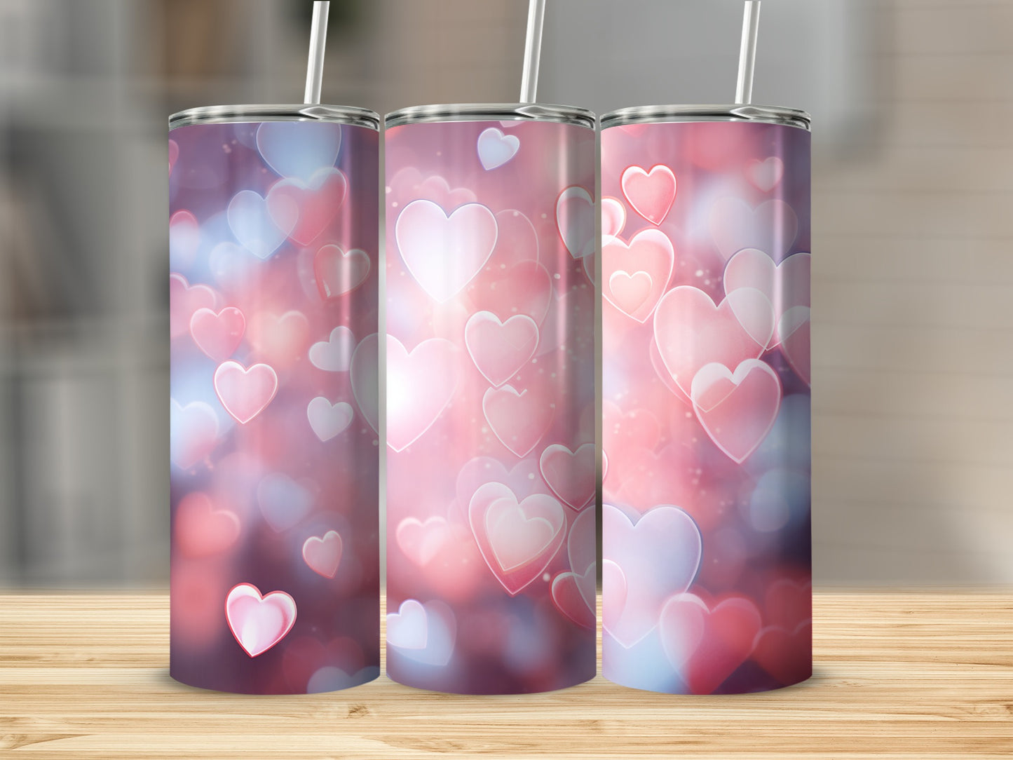 Colorful Heart Patterned Design Insulated Tumbler Cup