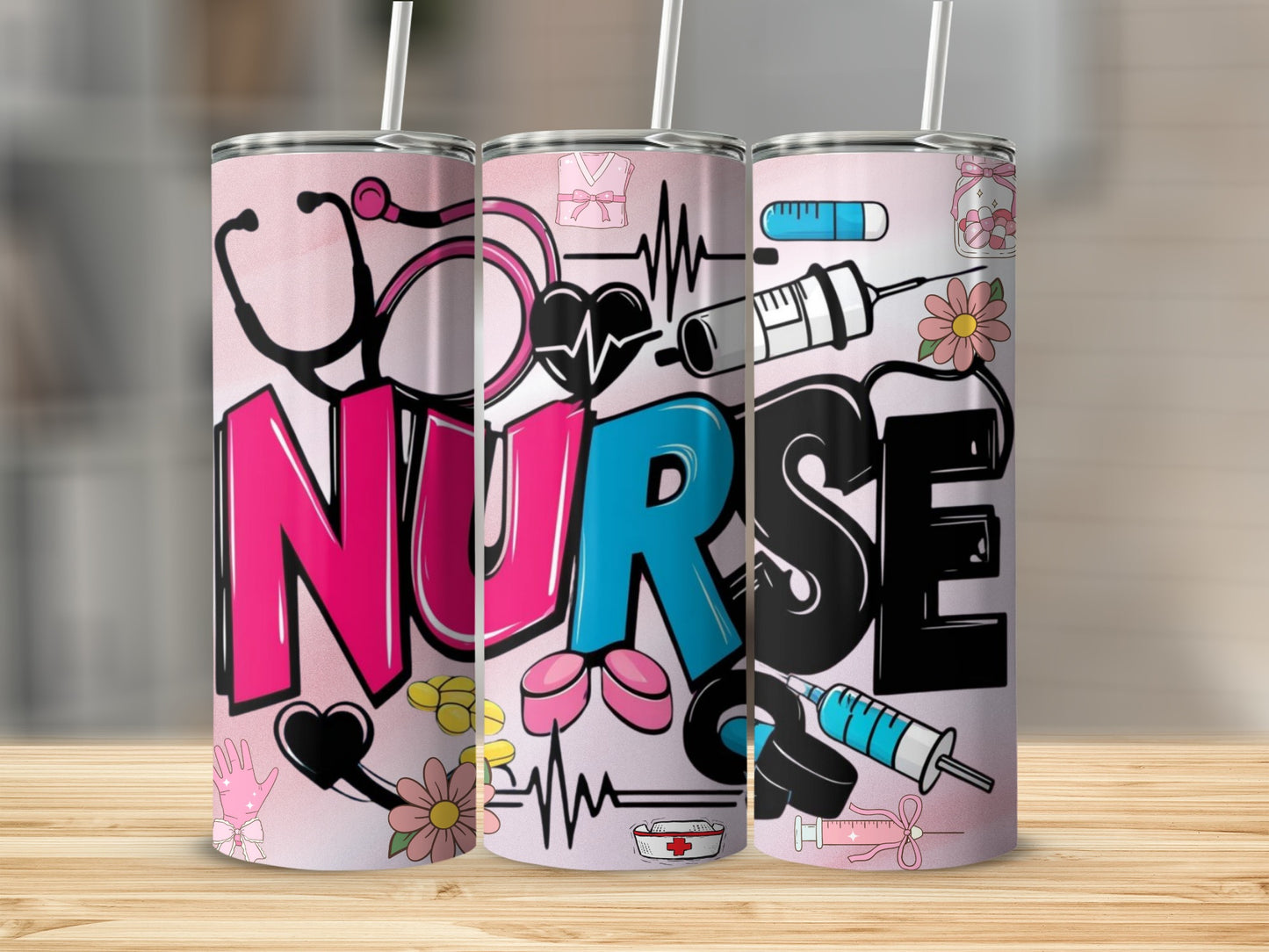 Colorful Nurse Design Stainless Steel Tumbler Cup