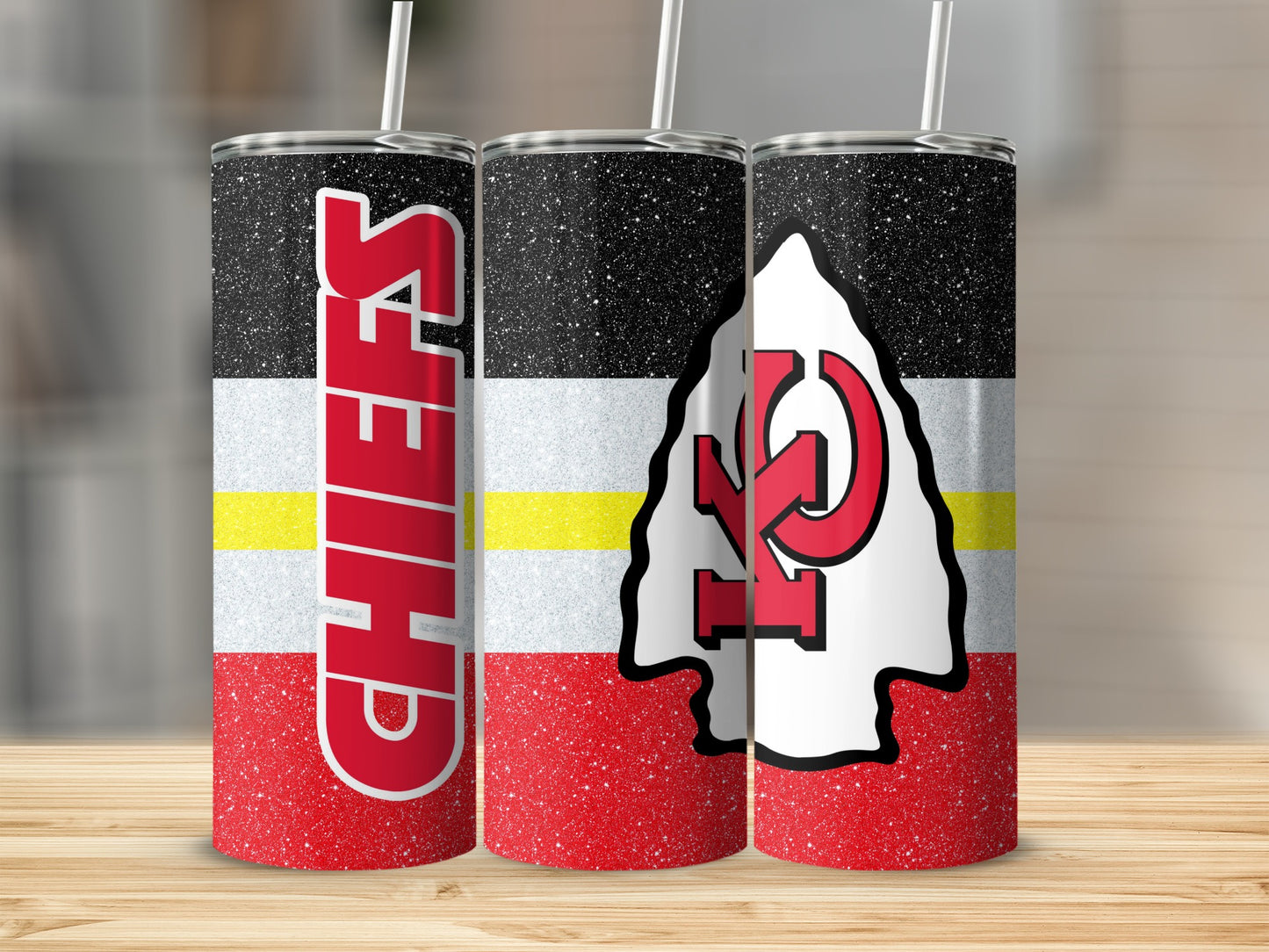 Chiefs Football Arrowhead Design Sparkling Pattern Tumblers