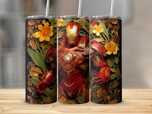 Floral Iron Man Themed Tumbler Drinkware Product