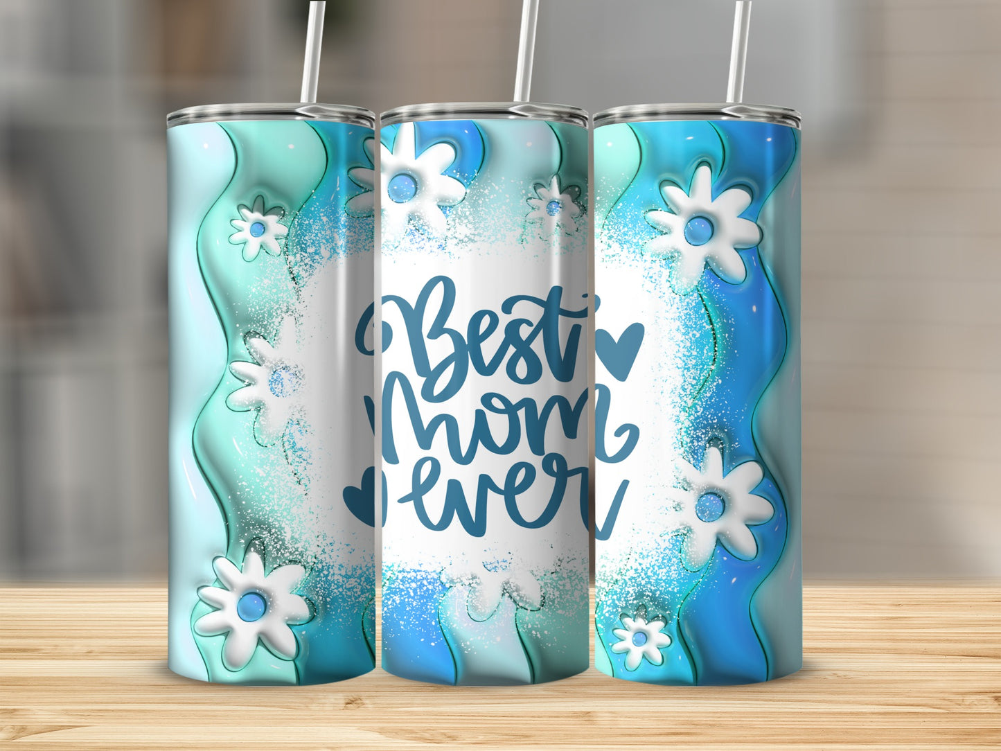 Best Mom Ever Floral Design Tumbler Cup