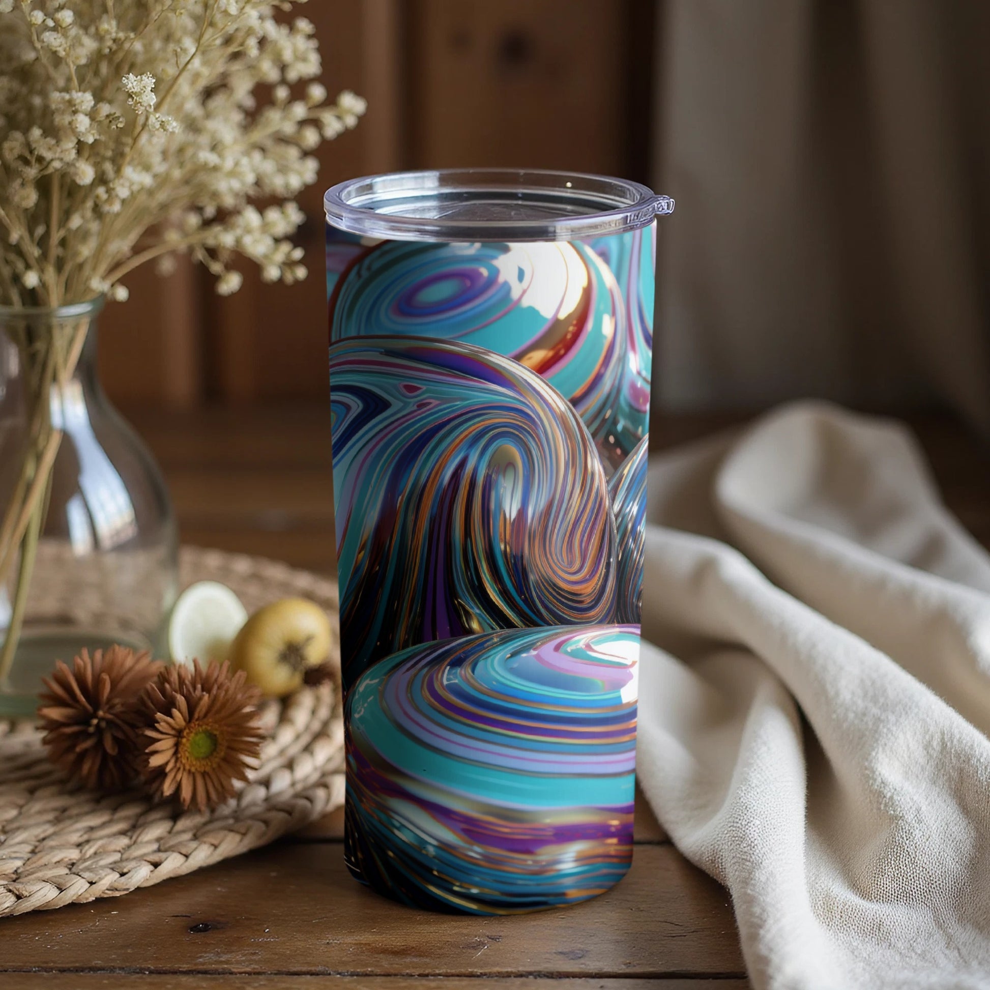 Vibrant Swirl Design Tumbler for Stylish Beverages