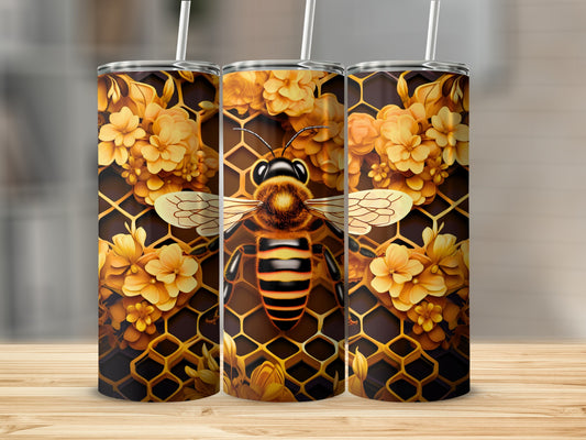Honeybee Honeycomb Floral Design Yellow Tumbler product type