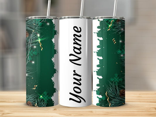 Personalized Green Pine Design Your Name Tumbler