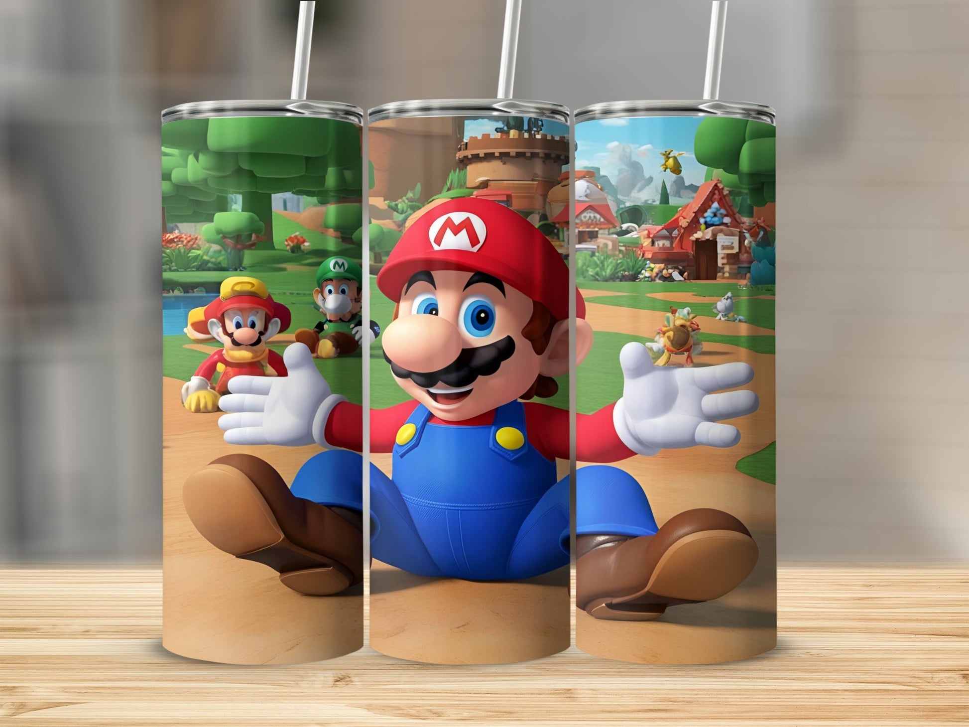 Mario and Luigi in a grassy landscape, a Mario game scene.
