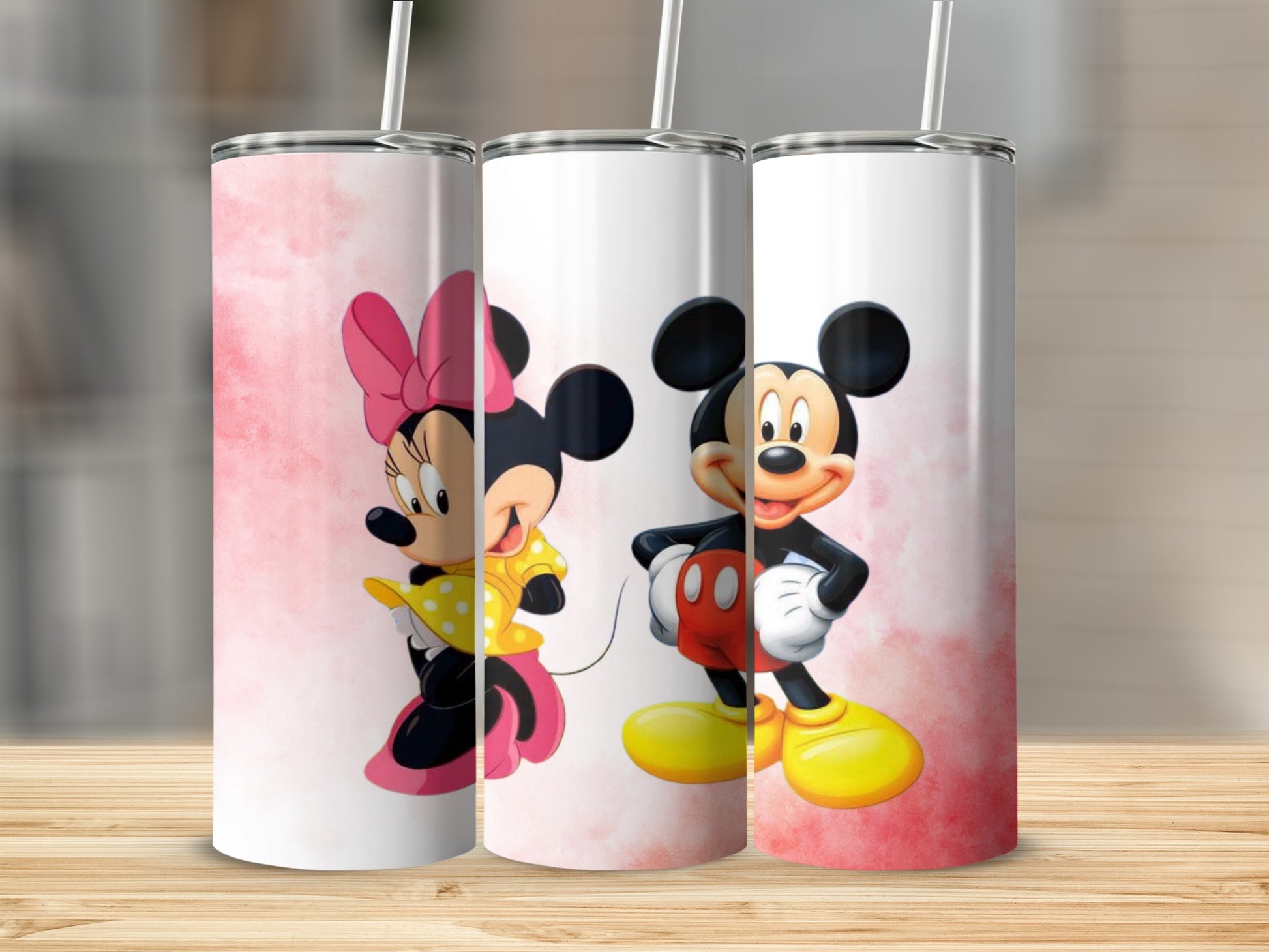 Cute Minnie and Mickey Mouse Tumbler Set