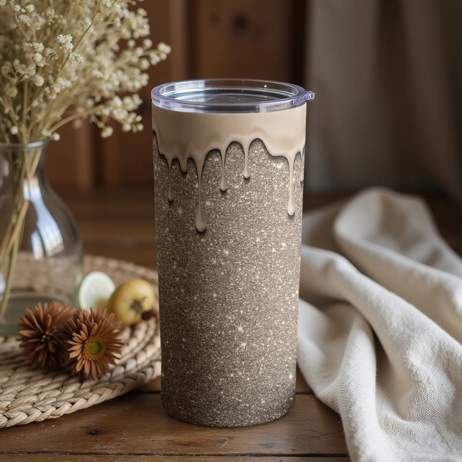 Stylish Dual-Tone Drip Design Insulated Tumbler