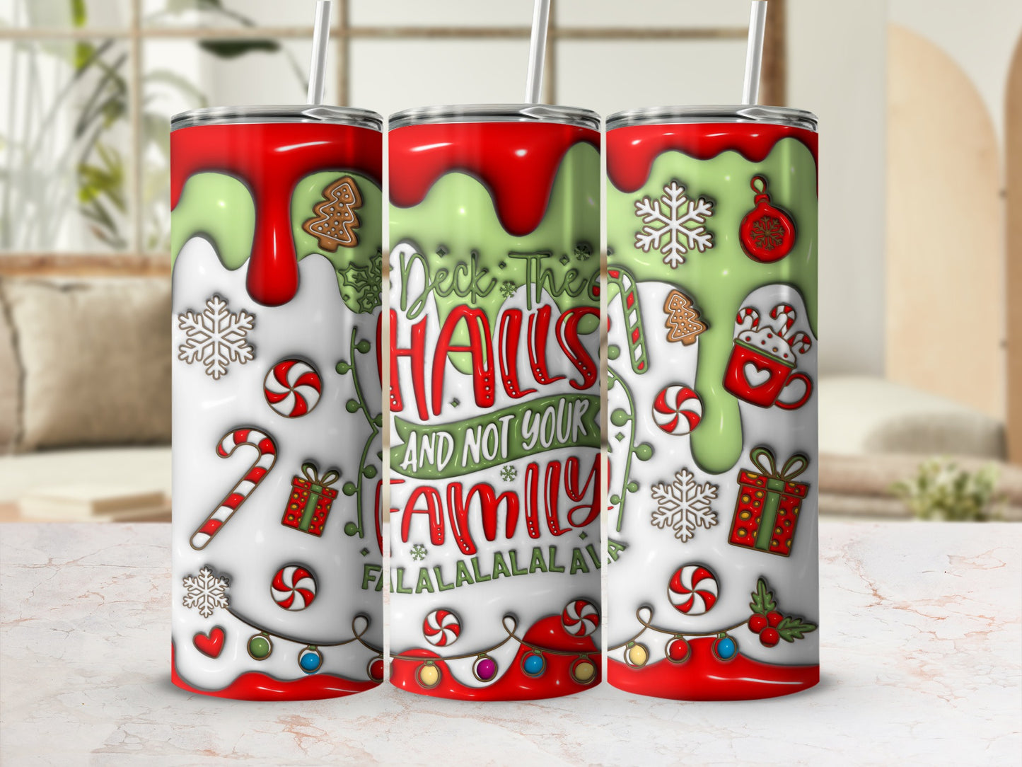 Festive Holiday Themed Tumbler with Fun Designs