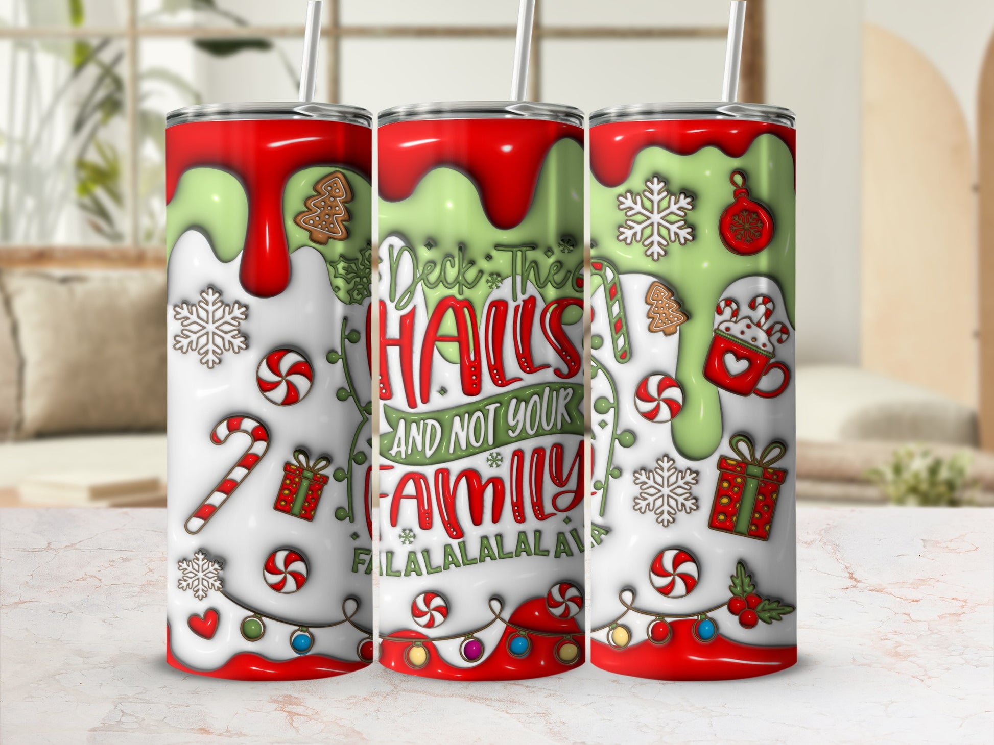 Festive Holiday Themed Tumbler with Fun Designs