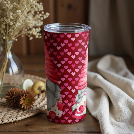 Heart Pattern and Gnome Design Tumbler Product