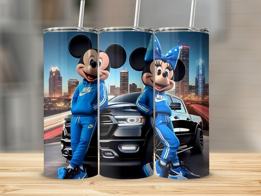 Mickey and Minnie Cityscape Design Tumbler Cup