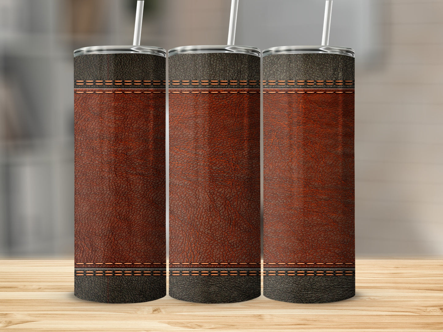 Two Tone Textured Sewn Panels Brown Black Tumblers