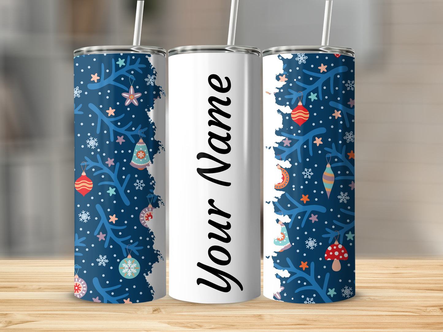 Customizable Christmas Themed Tumbler for Holiday Cheer