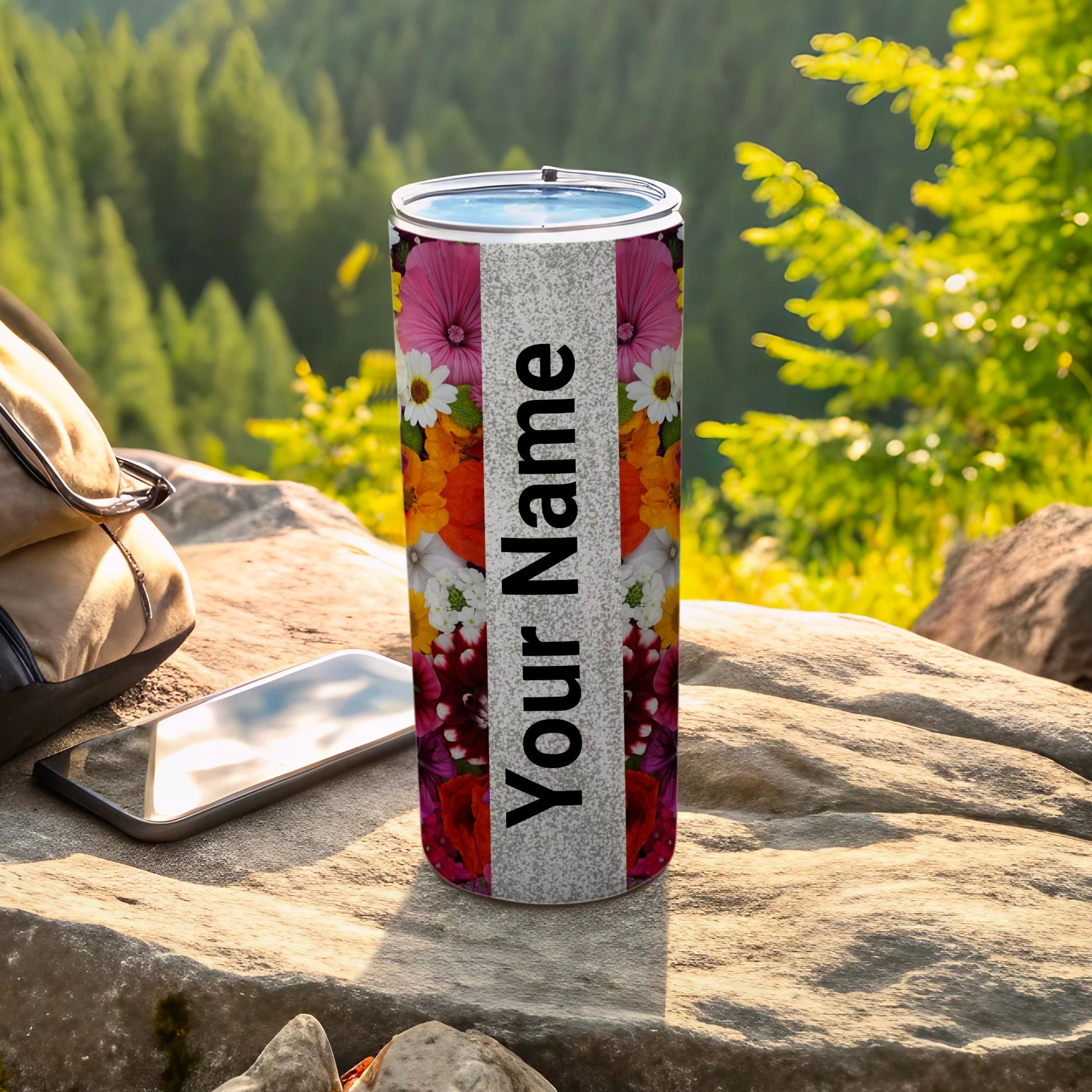 Custom Floral Design Personalized Tumbler Cup