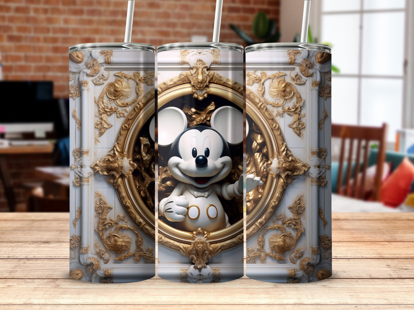 Vintage Art Style White Mouse Design Tumbler