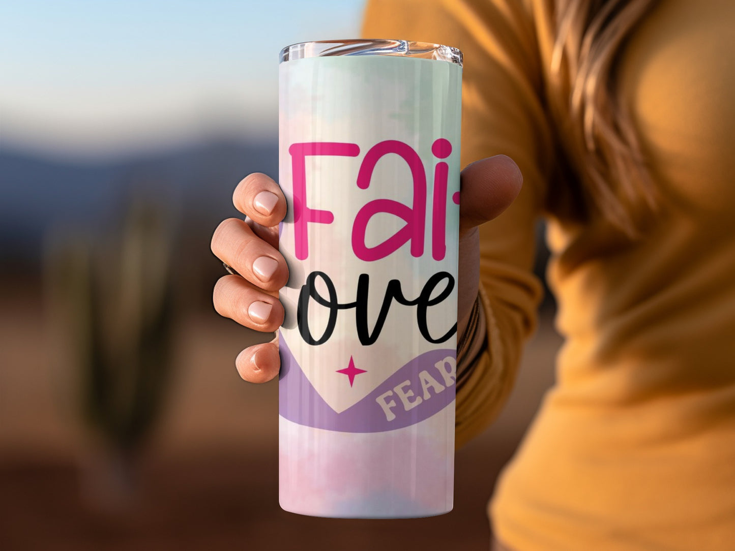 Faith Over Fear Motivational Insulated Tumbler
