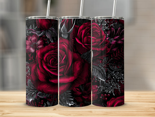 Elegant Floral Tall Tumblers with Straw Product