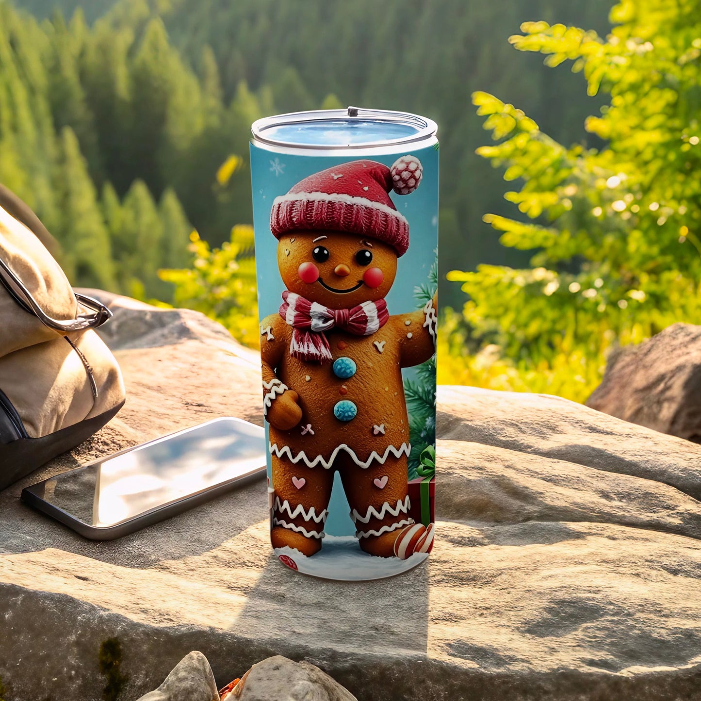 Festive Gingerbread Man Insulated Tumbler for Travel