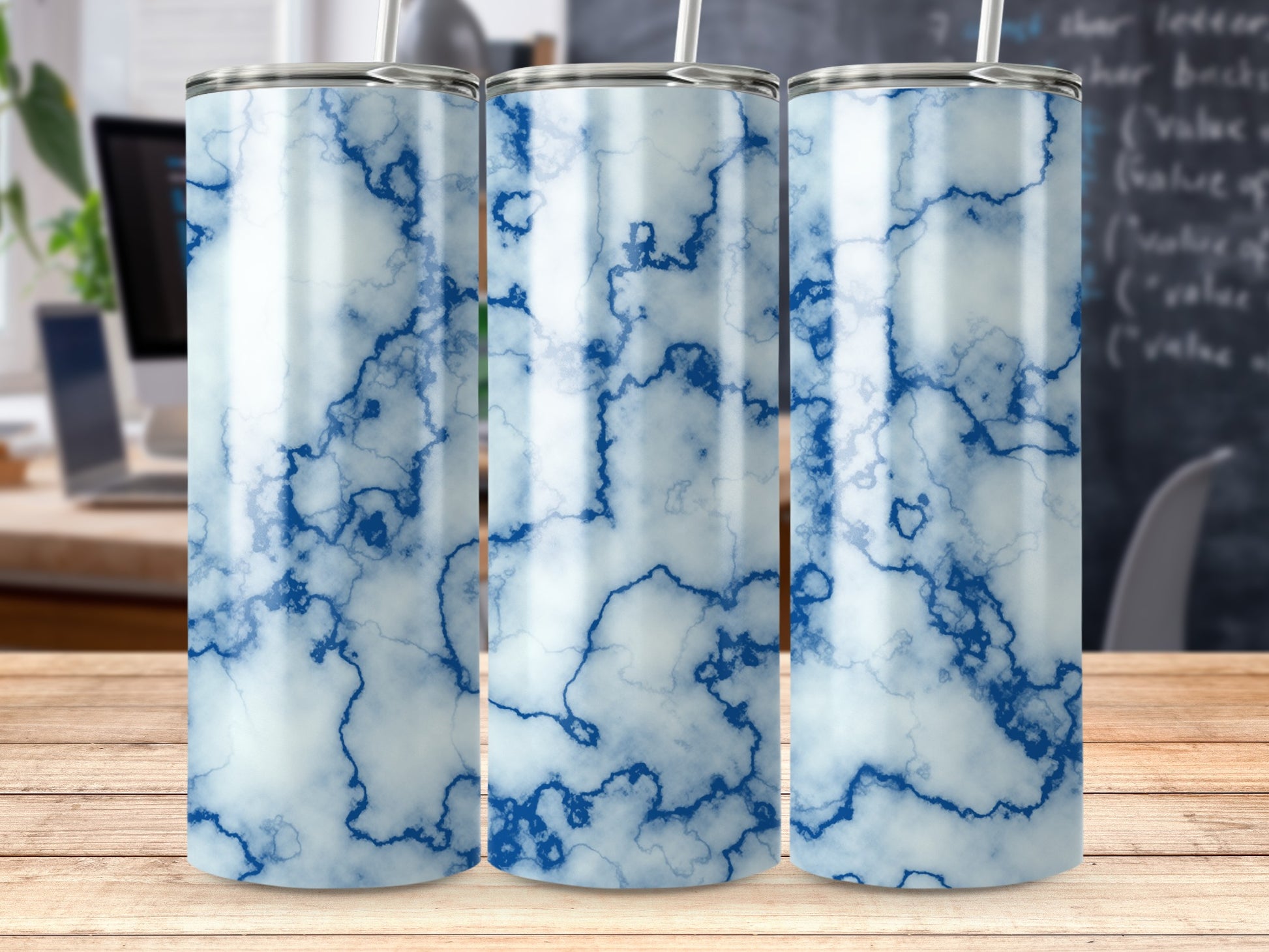 Blue White Marble Patterned Drink Tumbler product type