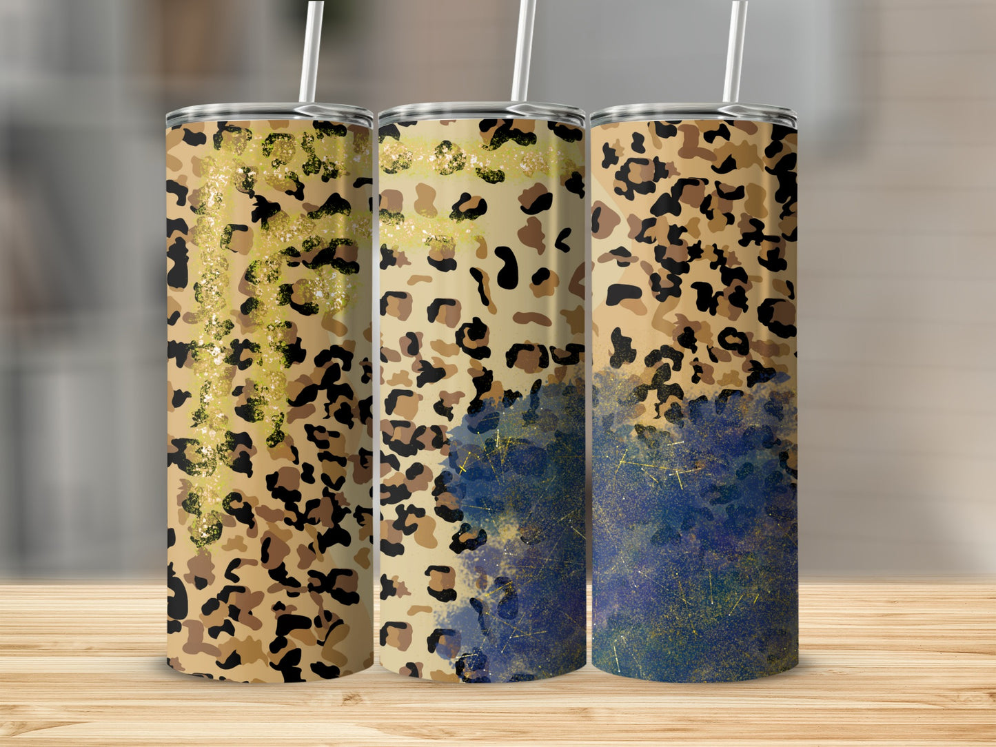 Leopard and Glitter Design Triple Tumblers product