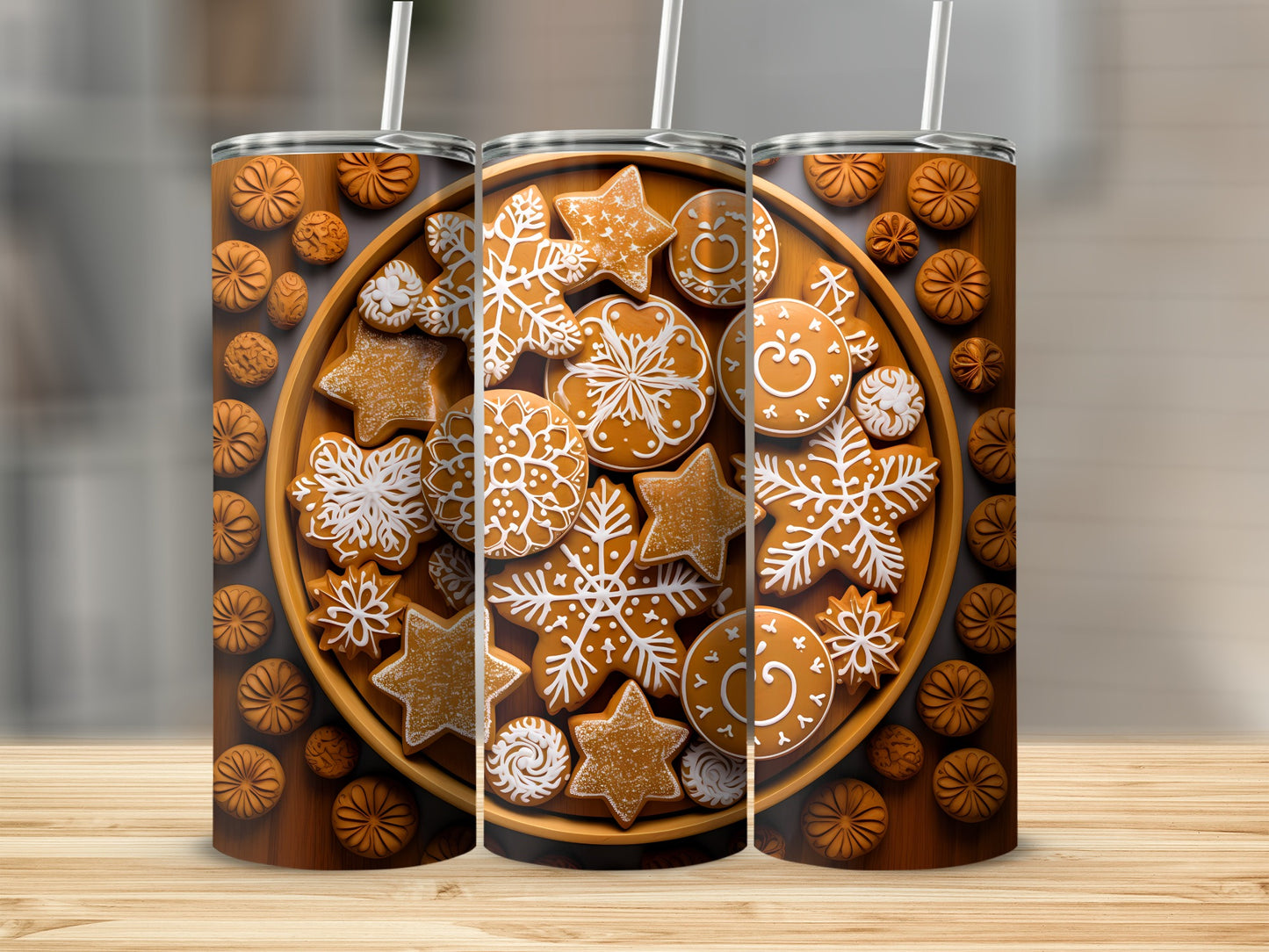 Festive Gingerbread Cookies Print Tumbler Cup