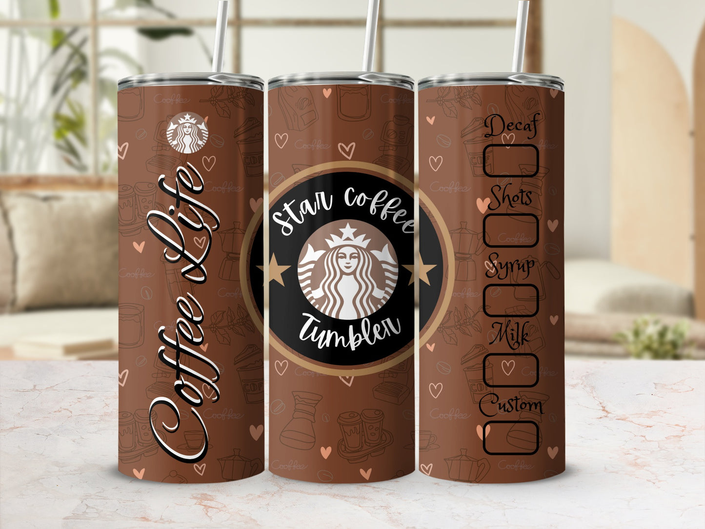 Star Coffee Tumbler Customizable Drink ware Product