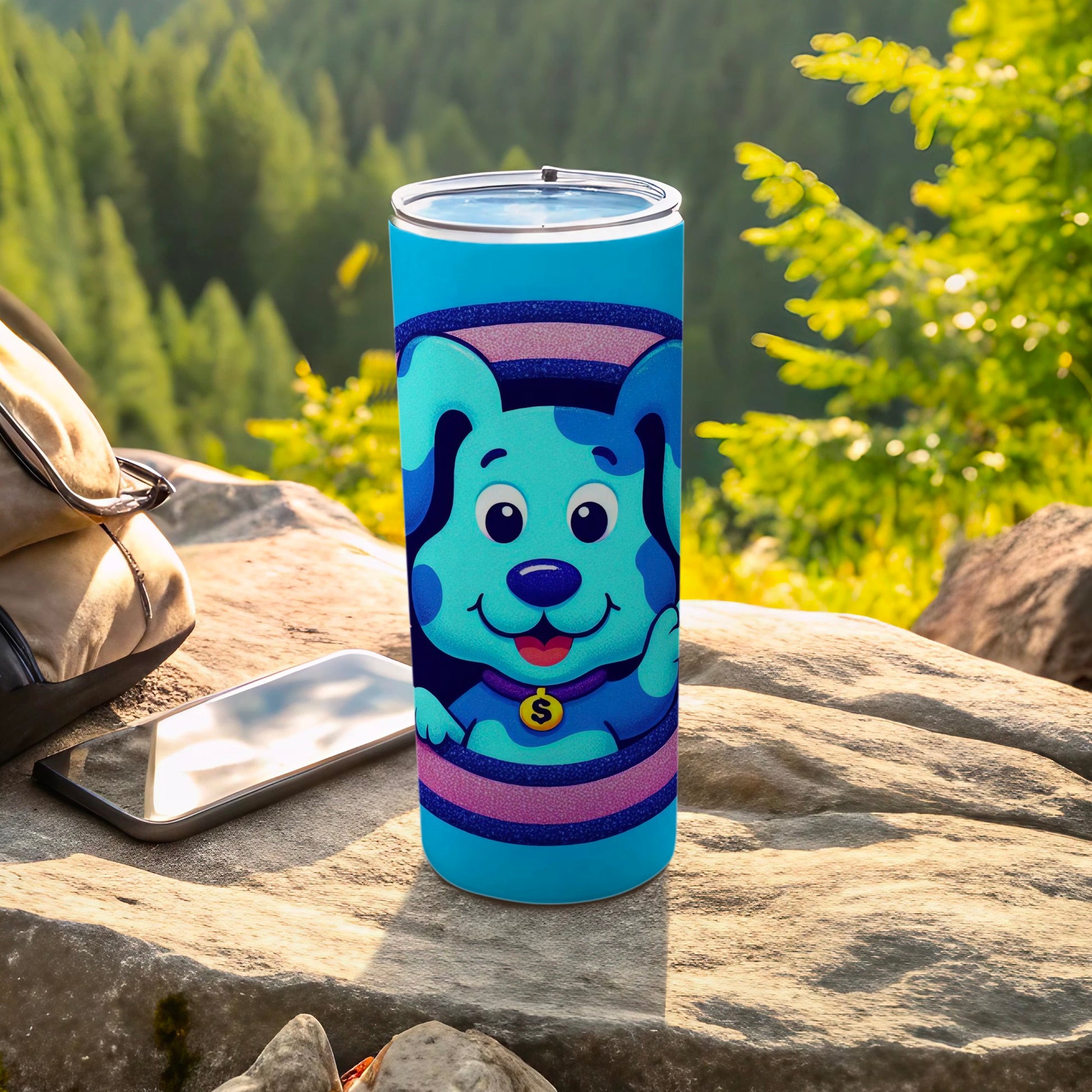 Cute Blue Cartoon Dog Outdoor Adventure Tumbler