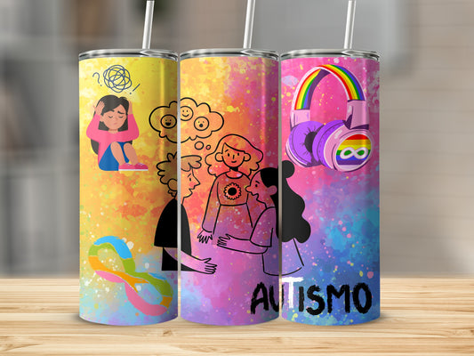 Autism Awareness Tumbler with Colorful Designs