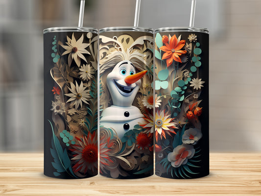 Olaf Floral Fantasy Tumbler with Straw