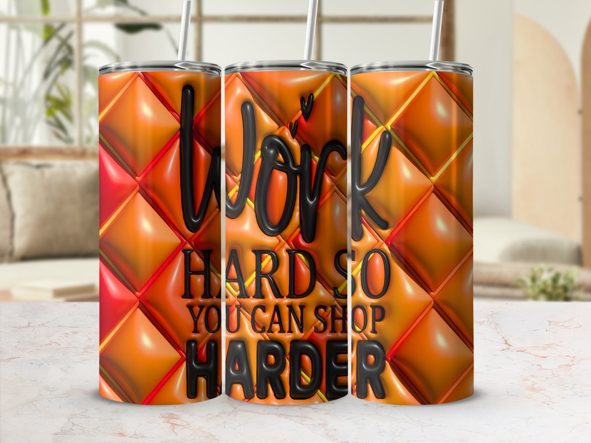 Orange Quilted Work Hard So You Can Shop Harder product type